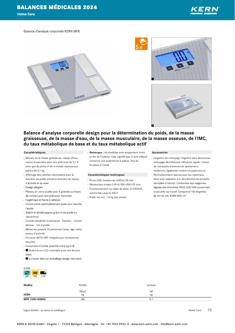 Page 1 de la notice Brochure Kern MGE 100K-1S05