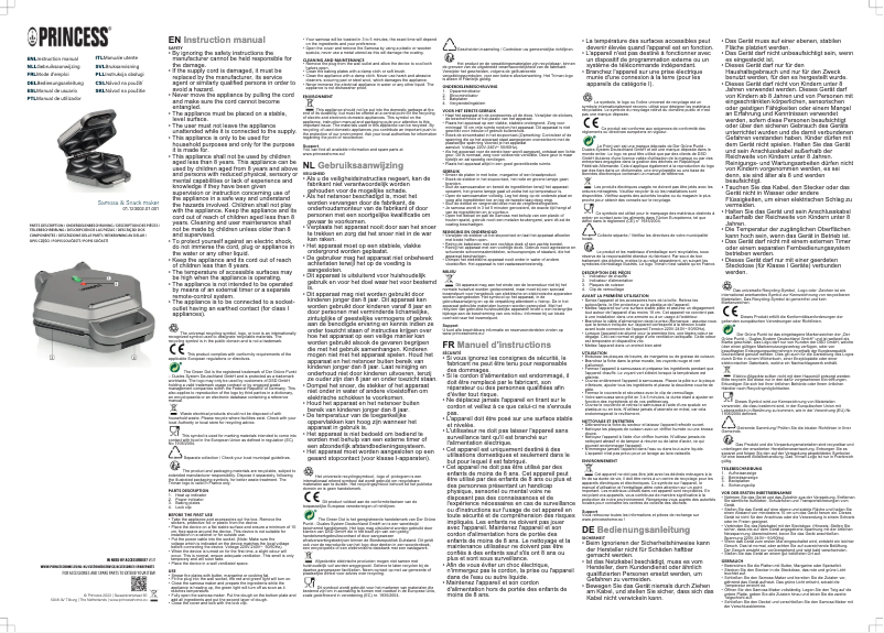 Página 1 del manual Manual de usuario Princess Samosa & Snack maker 123002