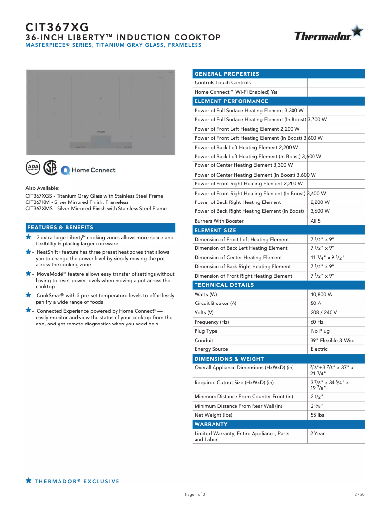Image de la première page du manuel de l'appareil CIT367XG