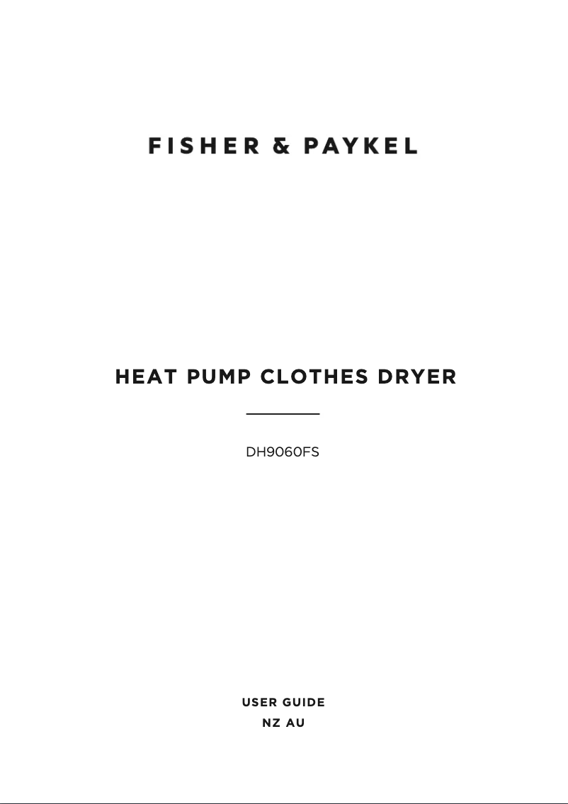 Page 1 de la notice Manuel utilisateur Fisher & Paykel DH9060FSG1