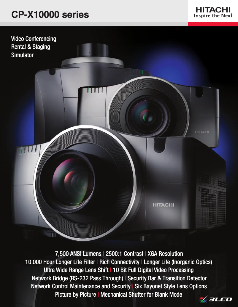 Página 1 del manual Ficha técnica Hitachi CP-X10000