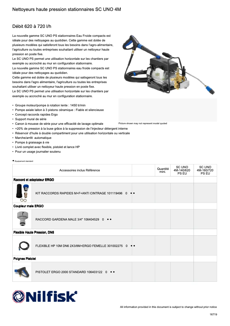 Page n°1 - Fiche technique Nilfisk SC UNO 4M