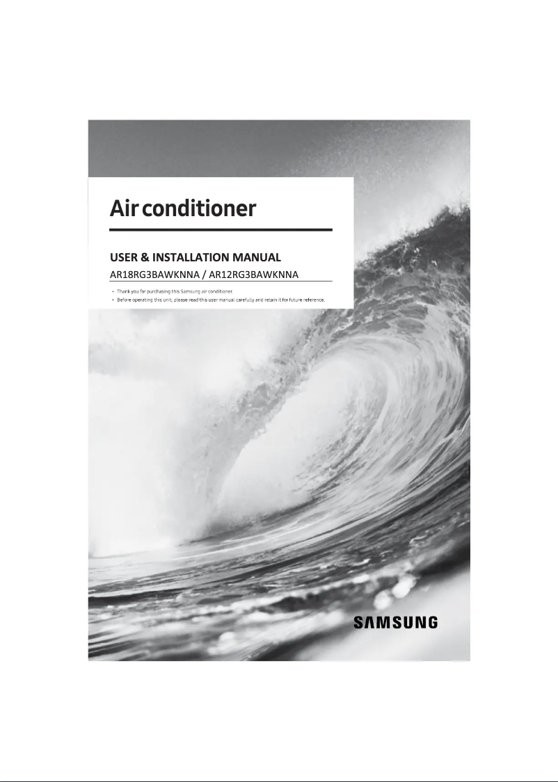 Page 1 de la notice Manuel utilisateur Samsung AR12RG3BAWKNNA