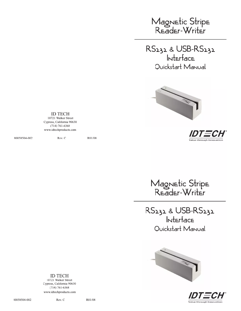 Página 1 del manual Manual de usuario ID Tech EzWriter