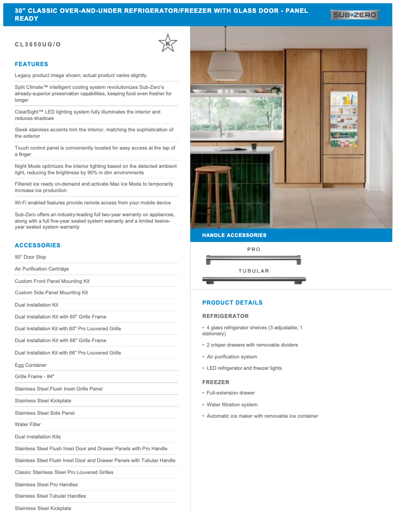 Page 1 de la notice Manuel utilisateur Sub-Zero CL3050UG/O