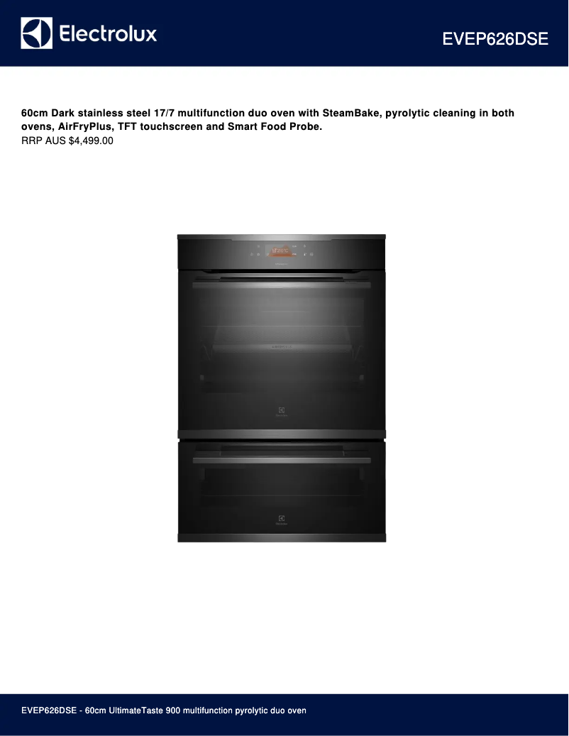 Page 1 de la notice Fiche technique Electrolux EVEP626DSD