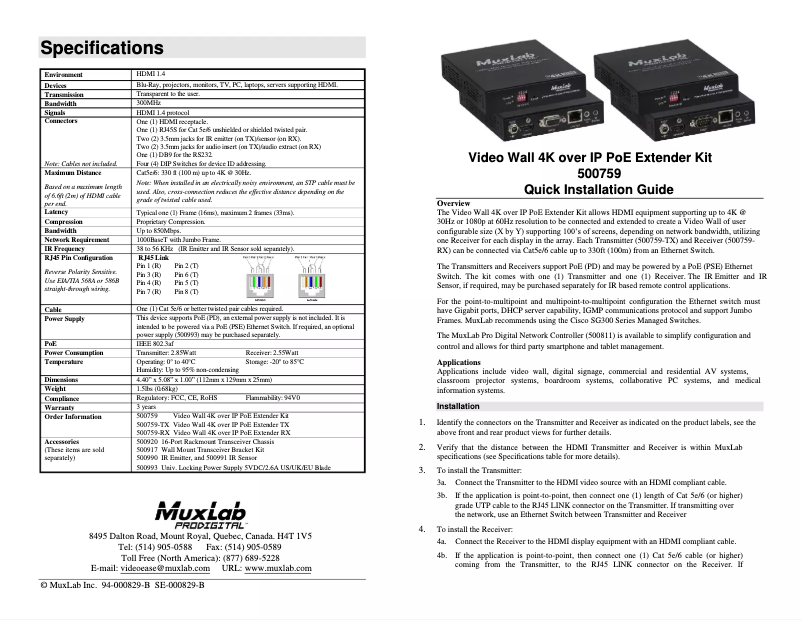 Página 1 del manual Manual de usuario MuxLab 500759