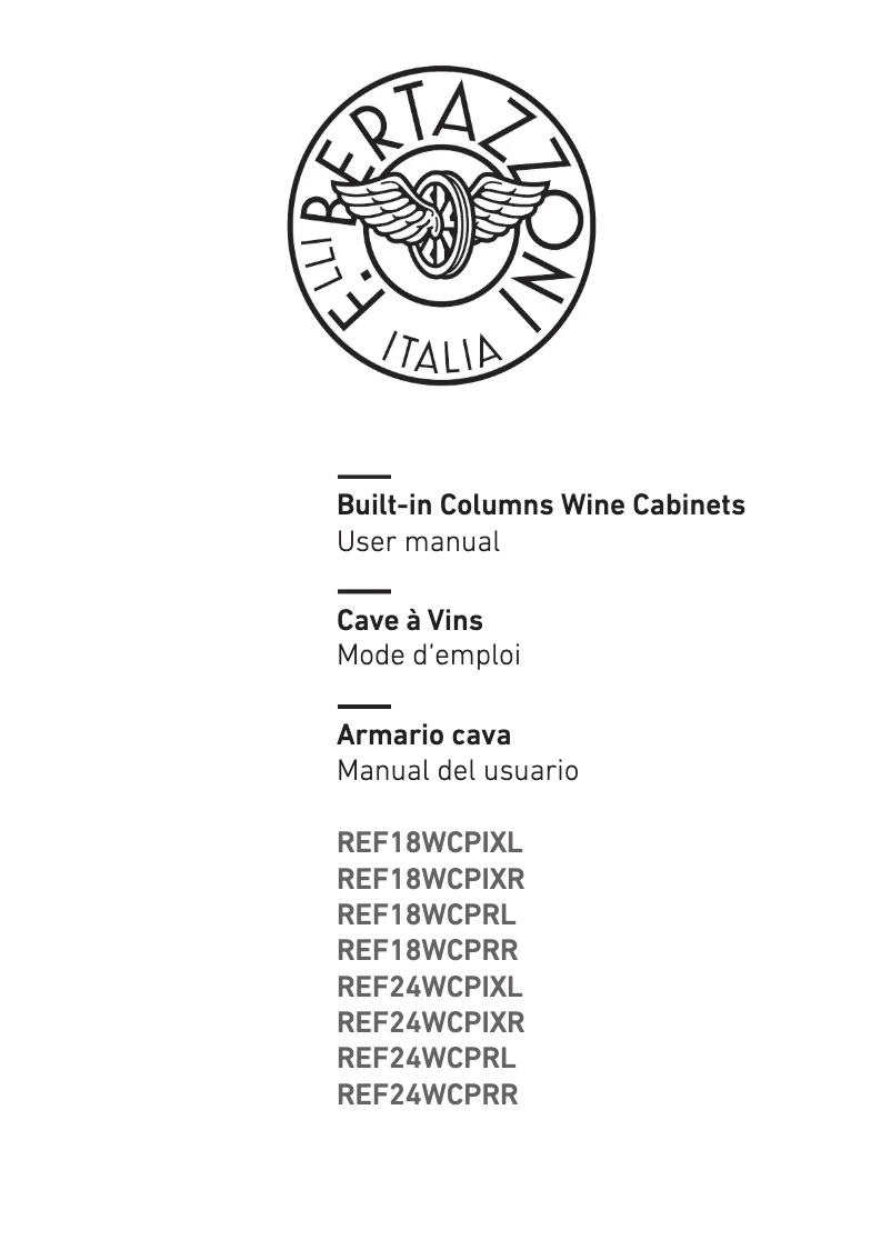 Page 1 de la notice Manuel utilisateur Bertazzoni REF18WCPRL