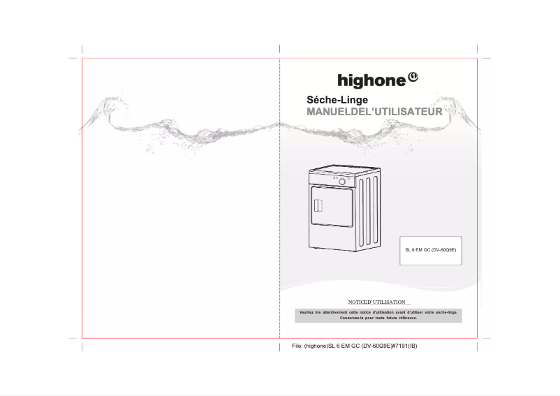 Image de la première page du manuel de l'appareil SL 6 EM GC