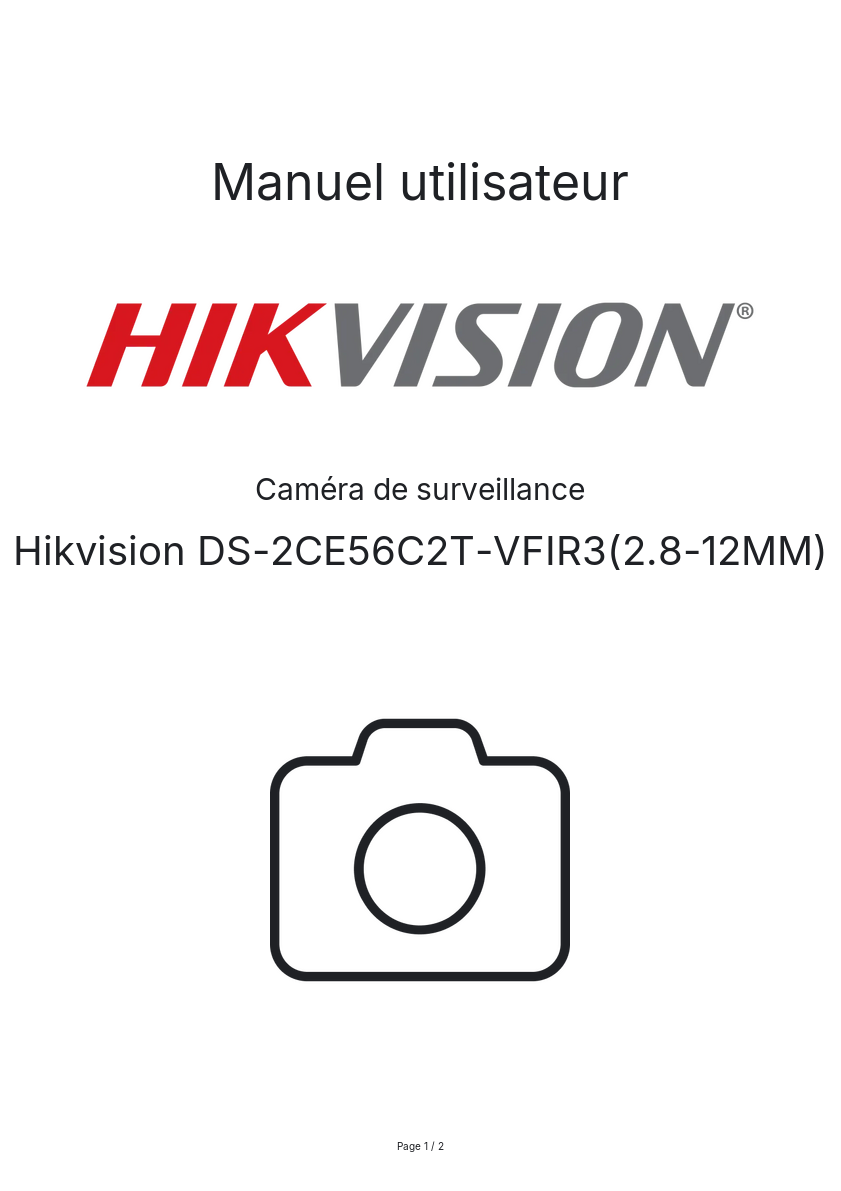 Image de la première page du manuel de l'appareil DS-2CE56C2T-VFIR3(2.8-12MM)