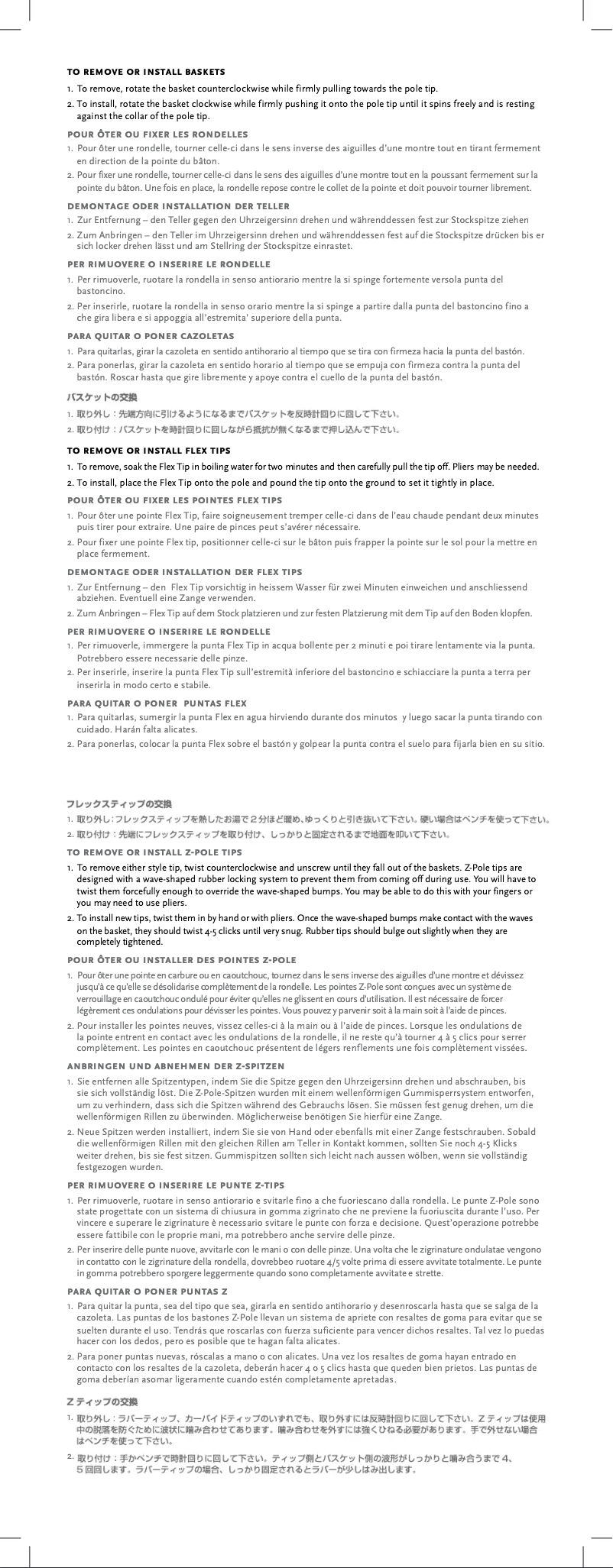 Page 1 de la notice Manuel utilisateur Black Diamond Z-Pole Basket