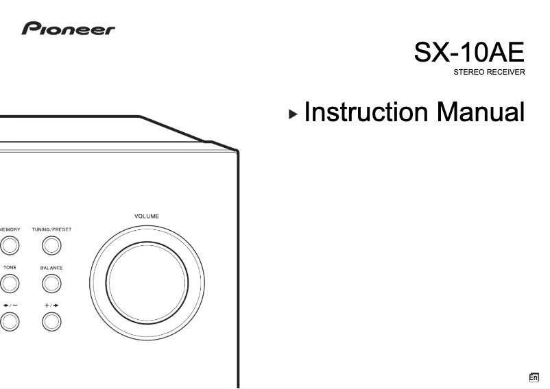 Page n°1 - Manuel utilisateur Pioneer SX-10AE