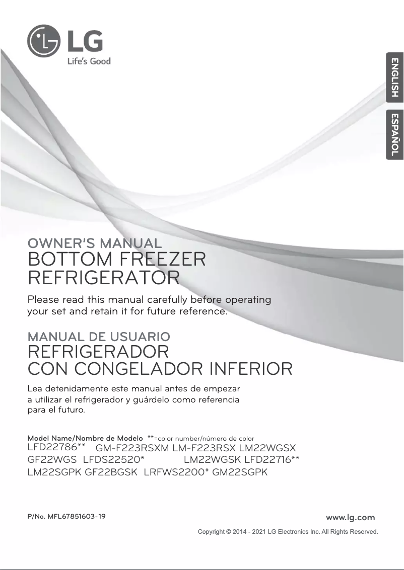 Page 1 de la notice Manuel utilisateur LG GF22WGS