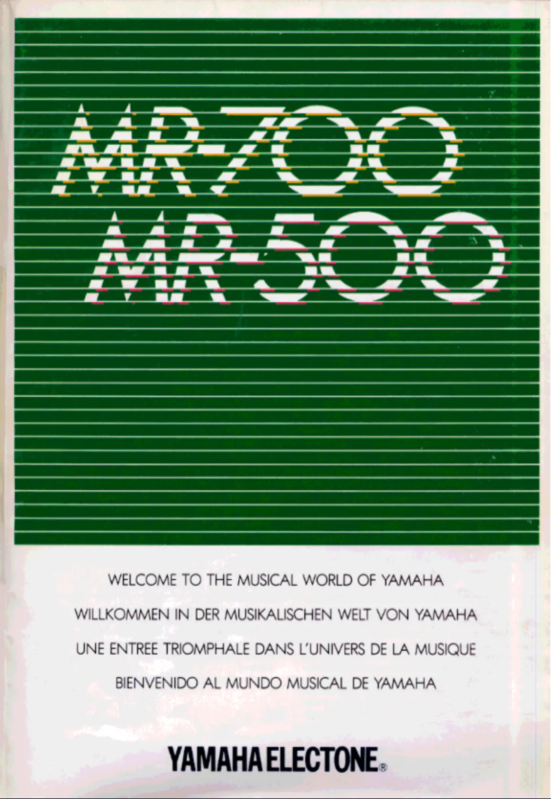 Page n°1 - Manuel utilisateur Yamaha Electone MR-700