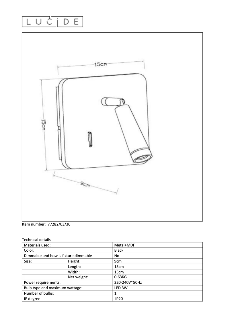 Page 1 de la notice Manuel utilisateur Lucide Oregon