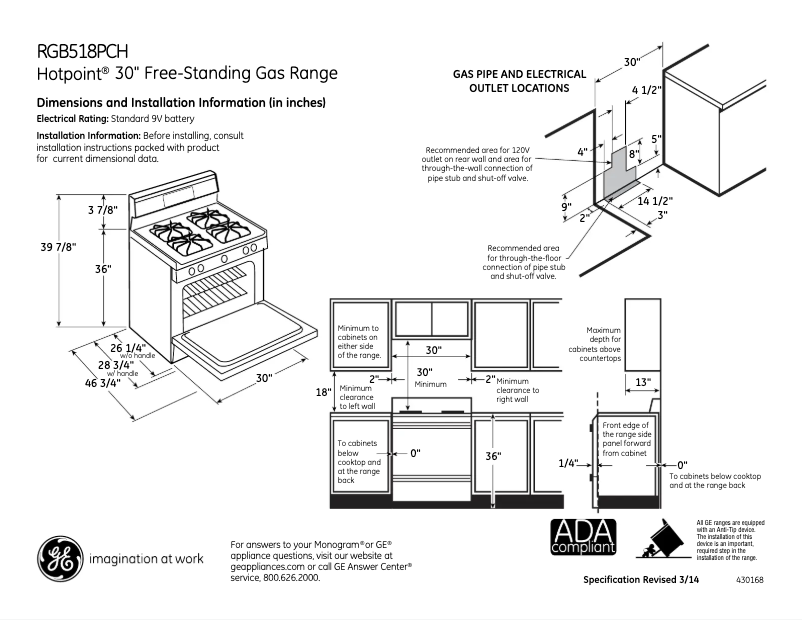 Page n°1 - Fiche technique Hotpoint RGB518PCHCT