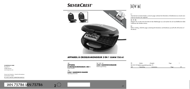 Page n°1 - Manuel utilisateur SilverCrest SSMW 750 A1