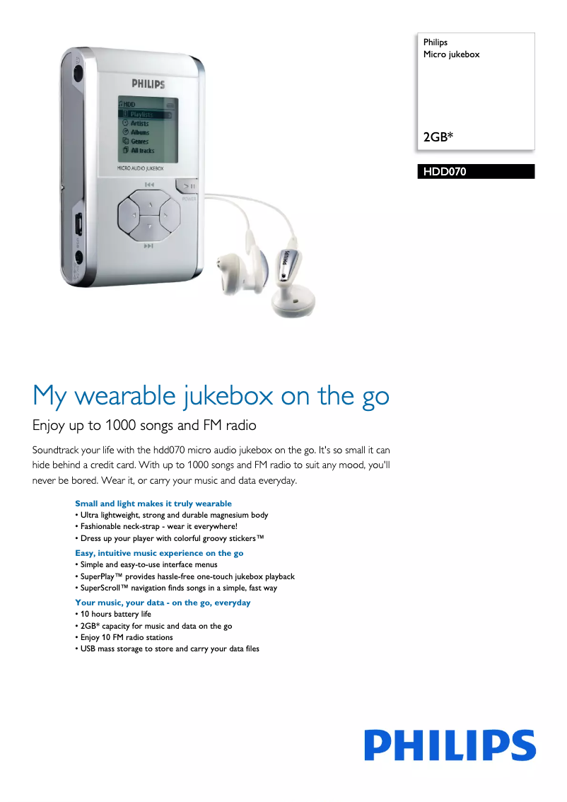 Page n°1 - Brochure Philips HDD070