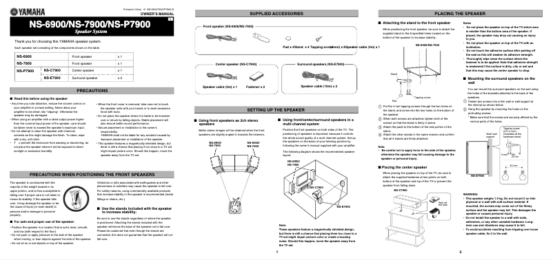 Image de la première page du manuel de l'appareil NS-P7900