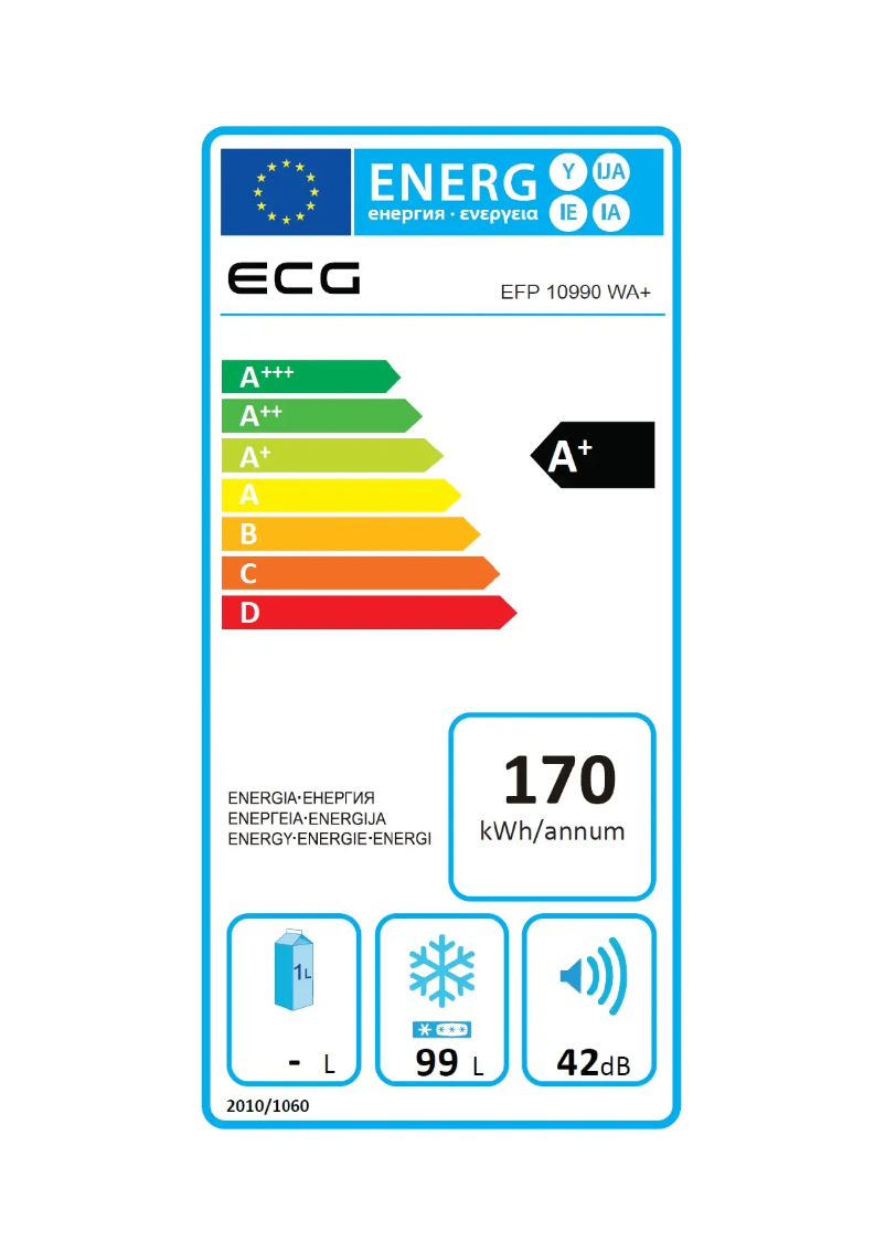Page 1 de la notice Label énergétique ECG EFP 10990 WA+