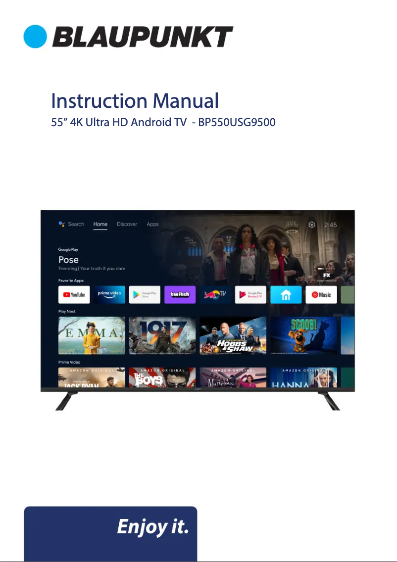 Page n°1 - Manuel utilisateur Blaupunkt BP550USG9500