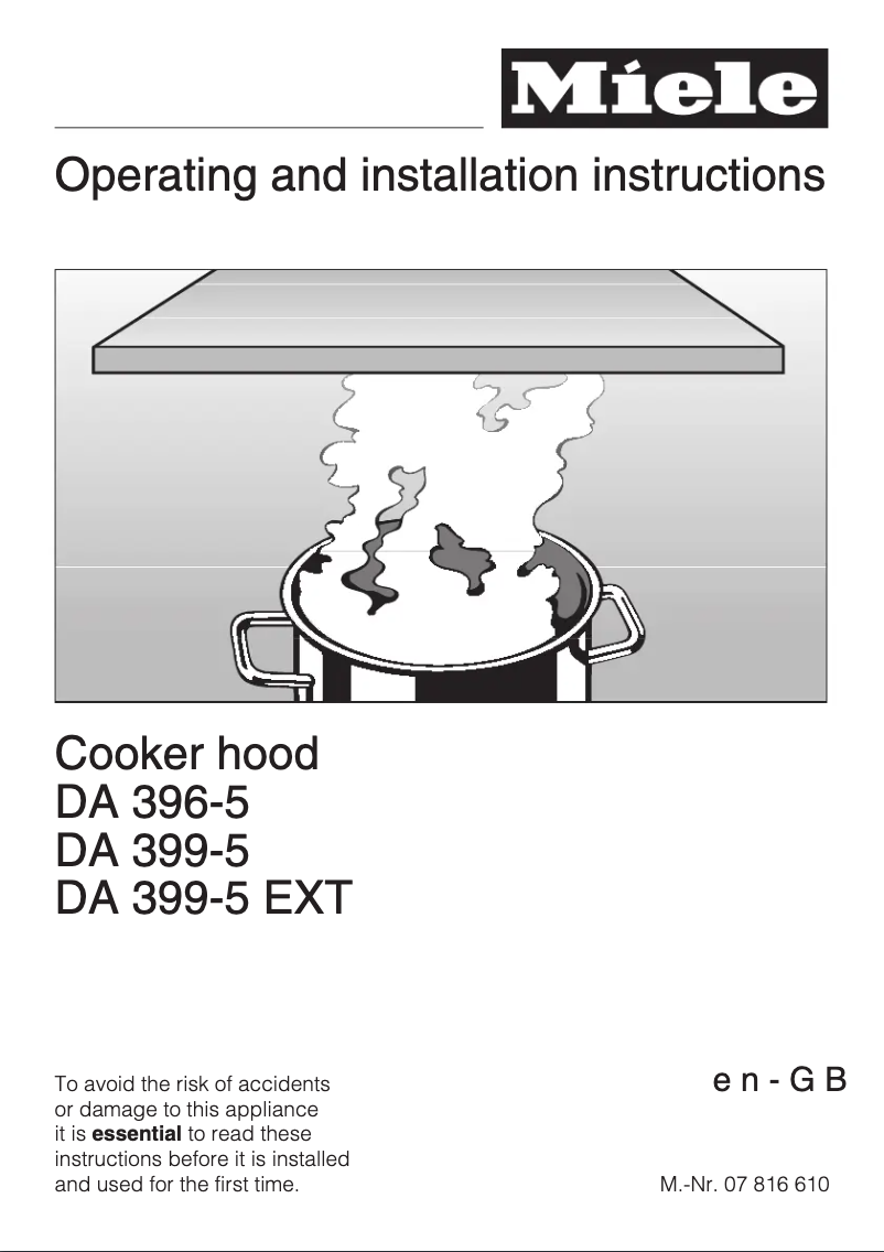 Page 1 de la notice Manuel utilisateur Miele DA 396