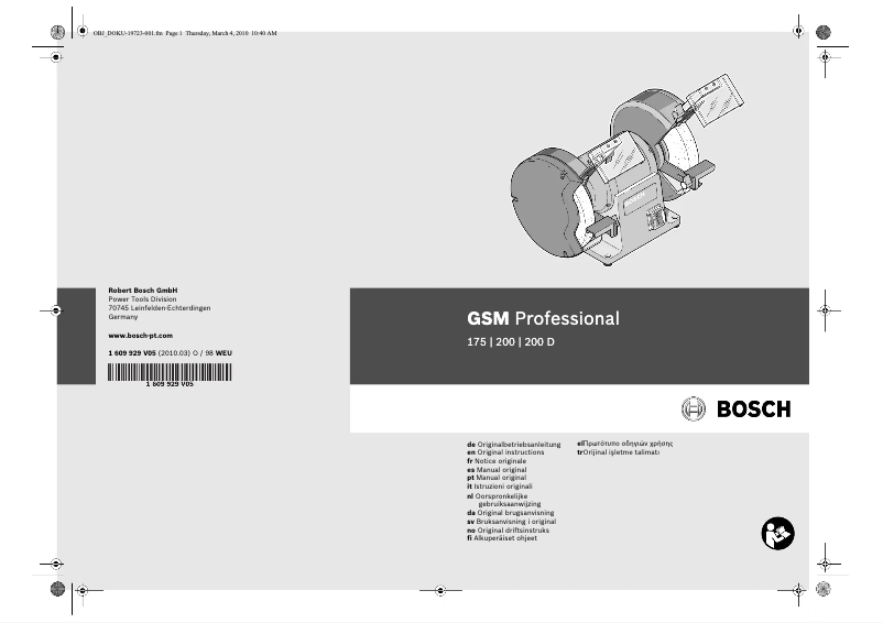 Page n°1 - Manuel utilisateur Bosch GSM 200 D Professional