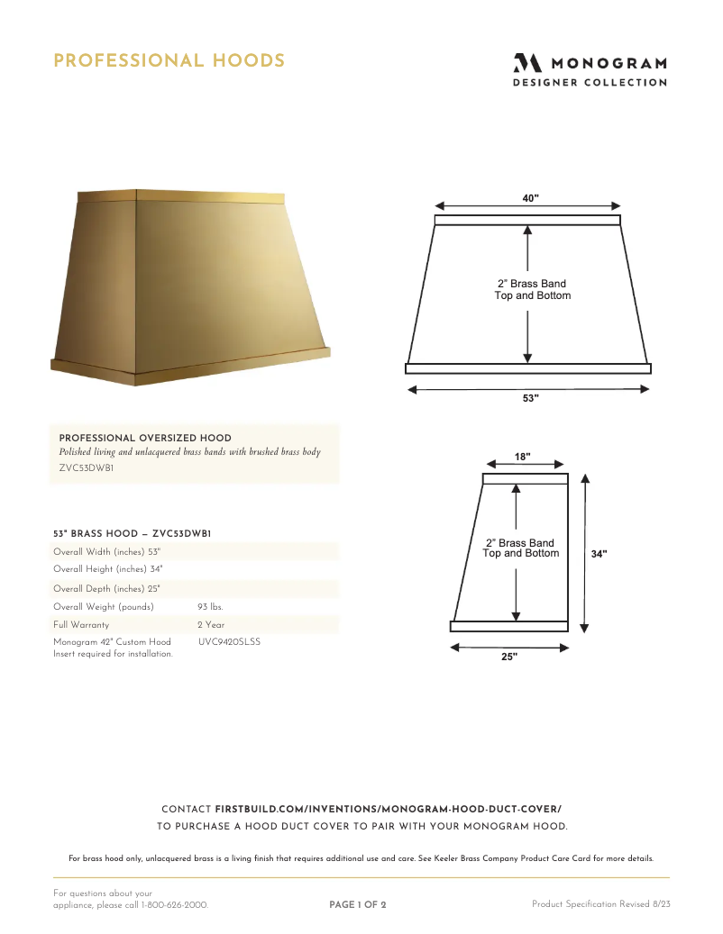 Image de la première page du manuel de l'appareil ZVC53DWB1