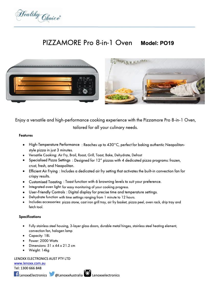 Page n°1 - Fiche technique Healthy Choice PO19