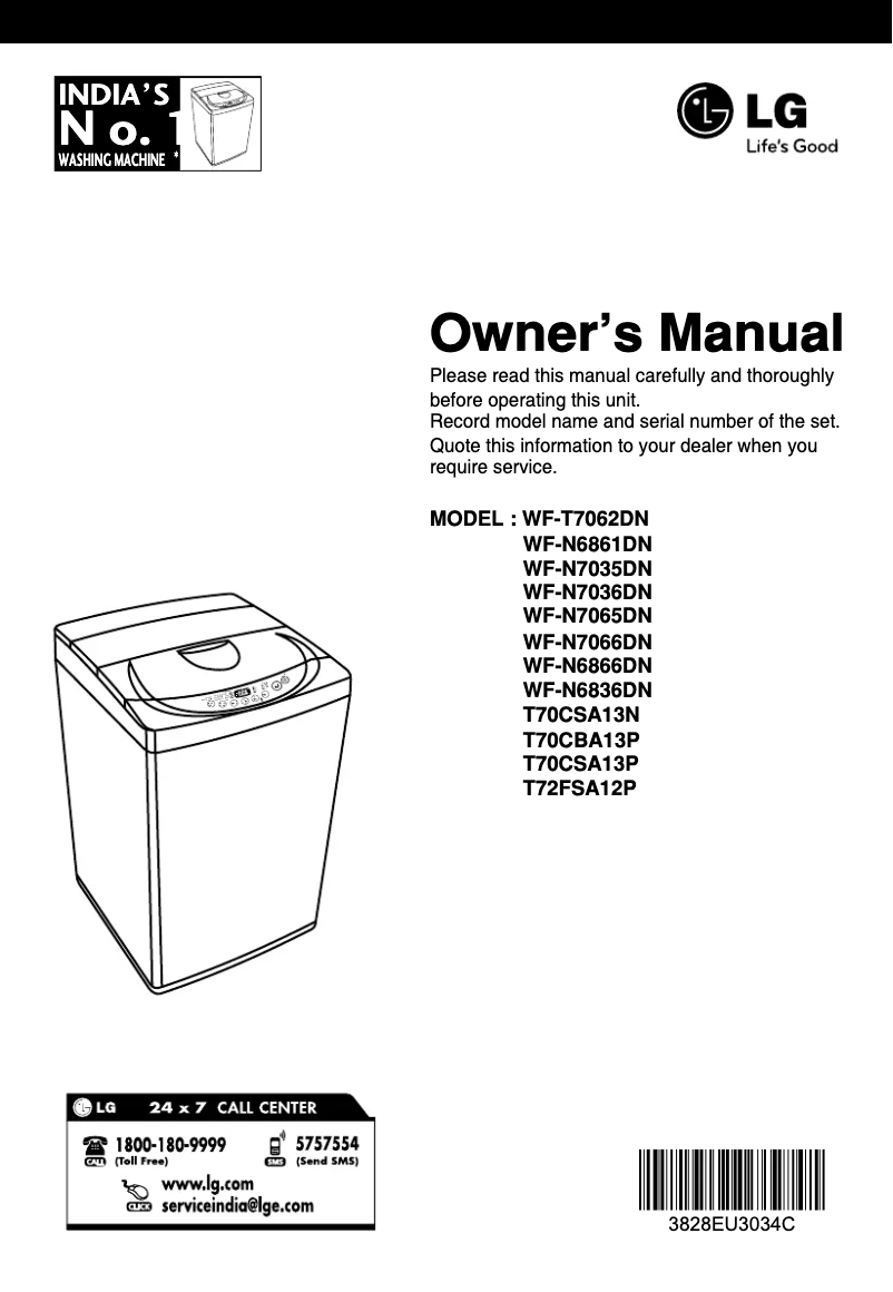 Page 1 de la notice Manuel utilisateur LG T72FSA12P