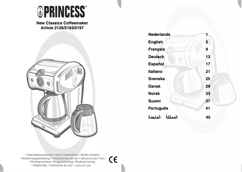 Page n°1 - Manuel utilisateur Princess New Classics Coffeemaker 242197