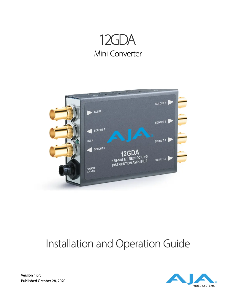 Page n°1 - Manuel utilisateur AJA 12GDA