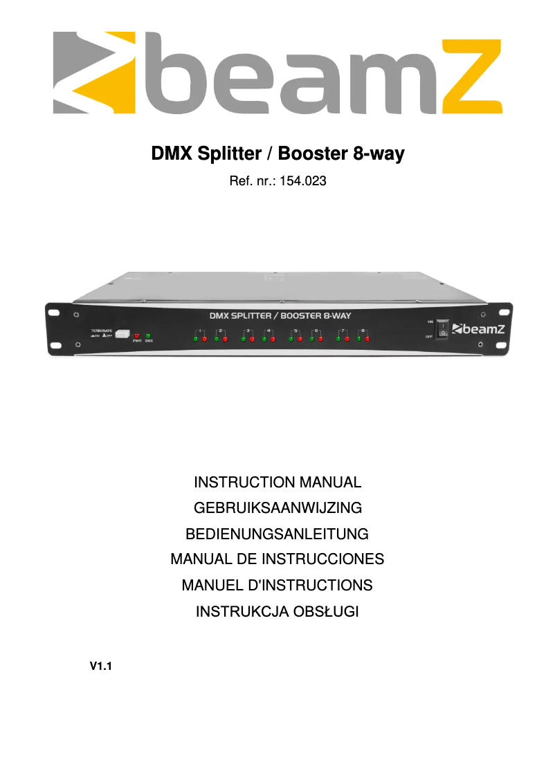 Page 1 de la notice Manuel utilisateur BeamZ DMX8