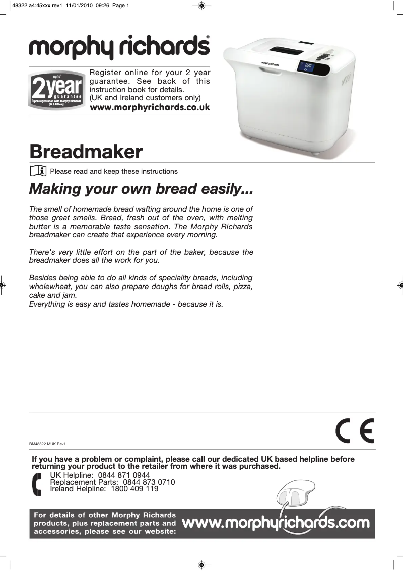 Page 1 de la notice Manuel utilisateur Morphy Richards 48322