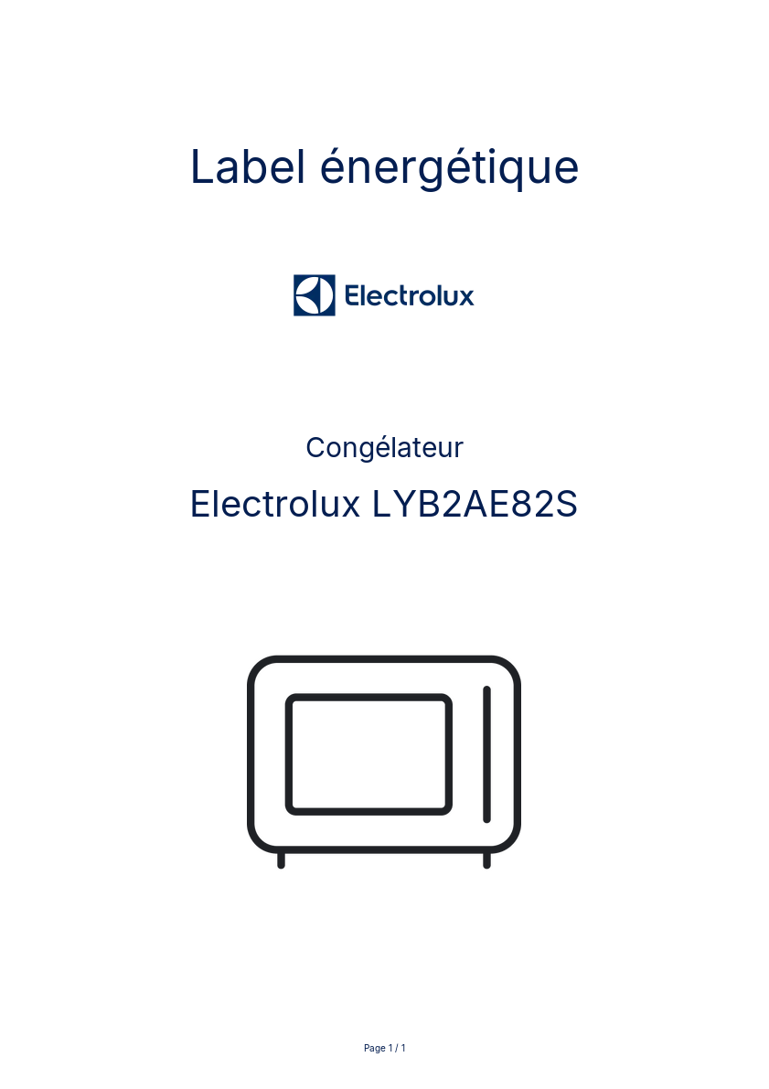 Page n°1 - Label énergétique Electrolux LYB2AE82S