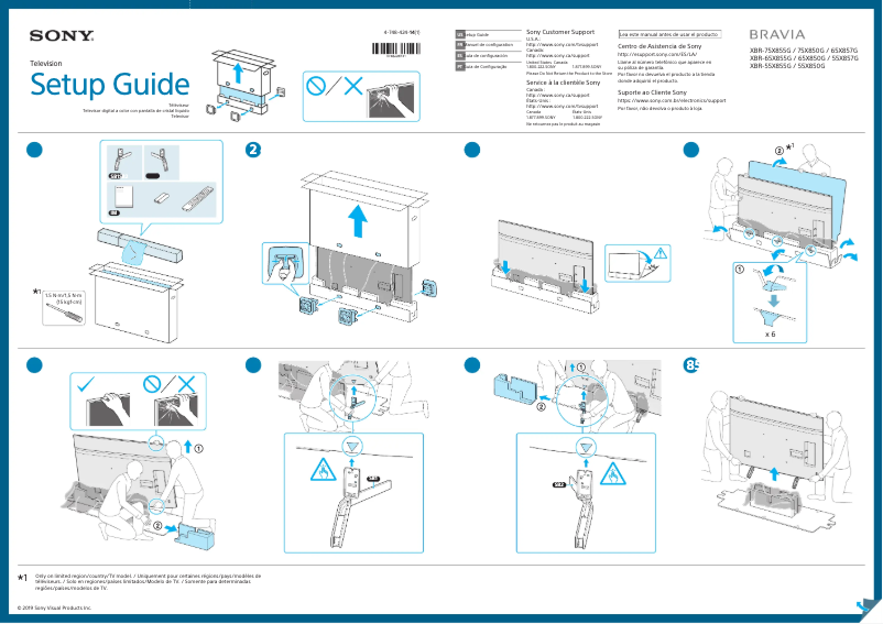 Page 1 de la notice Guide d'installation Sony Bravia XBR-65X850G