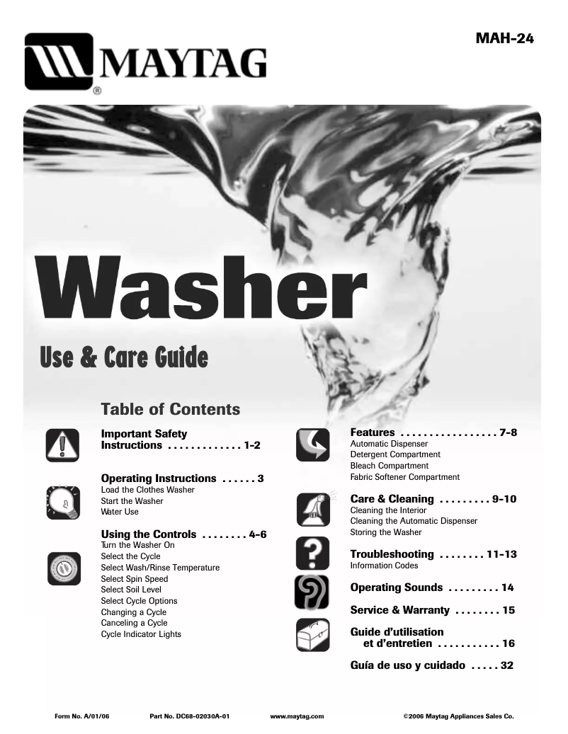 Page 1 de la notice Manuel utilisateur Maytag MAH2400AWW