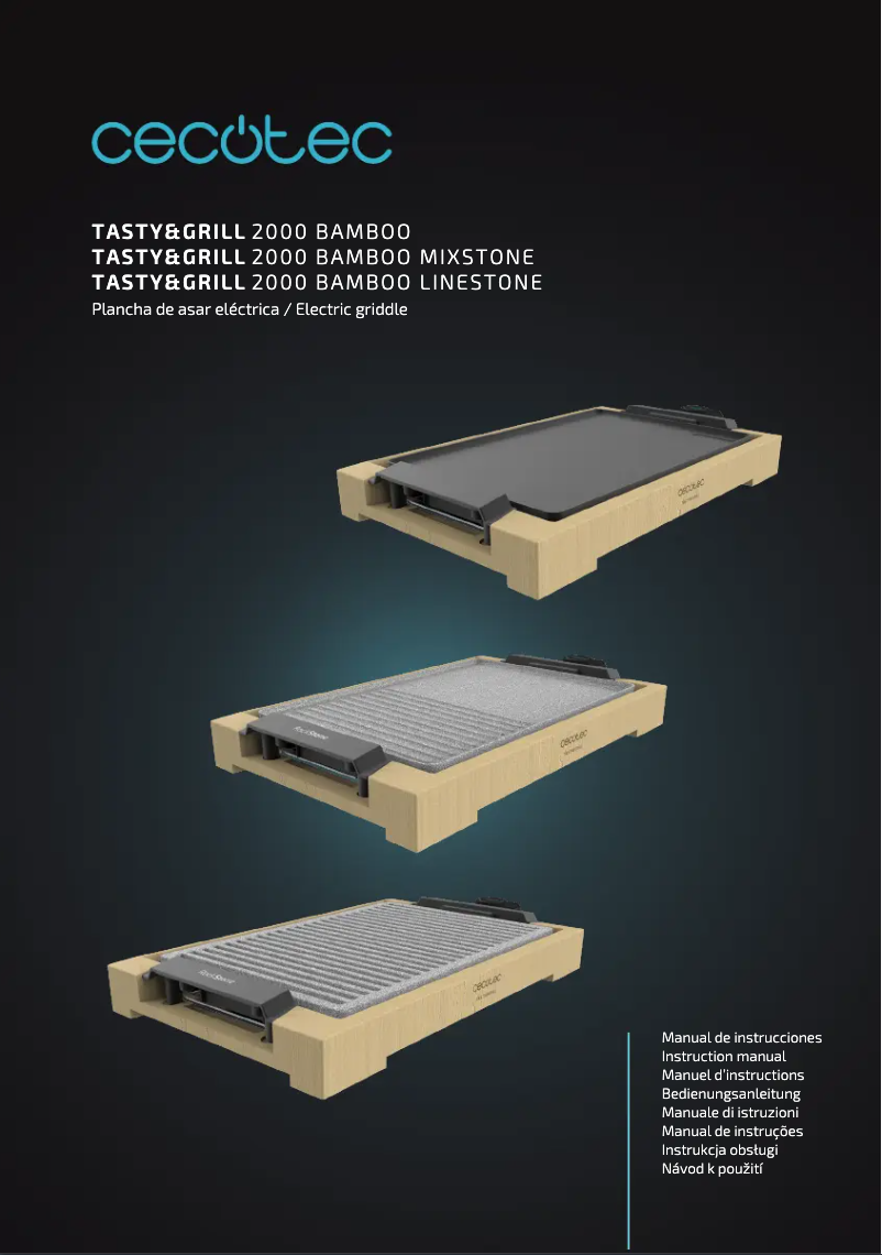 Page 1 de la notice Manuel utilisateur Cecotec Tasty&Grill 2000 Bamboo MixStone