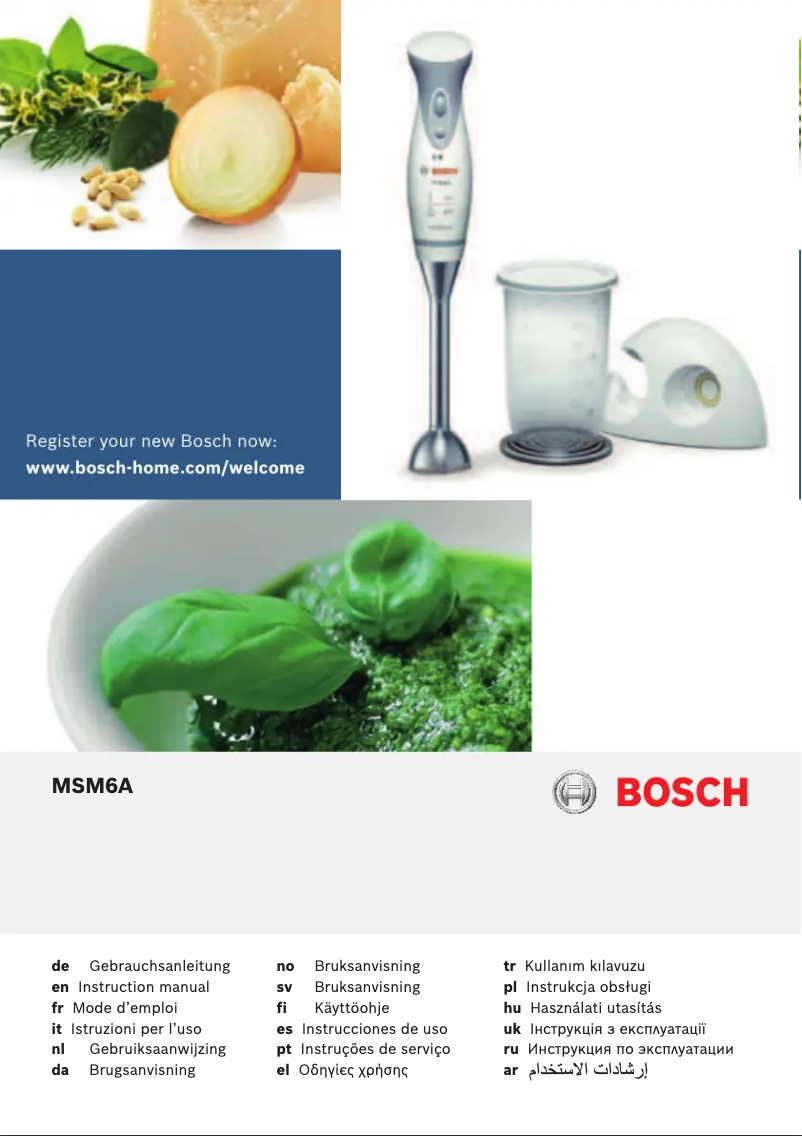 Page 1 de la notice Manuel utilisateur Bosch Mixxo MSM6A3R