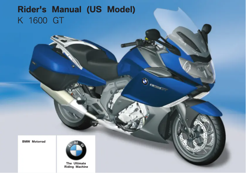 Image de la première page du manuel de l'appareil K 1600 GT (2012)