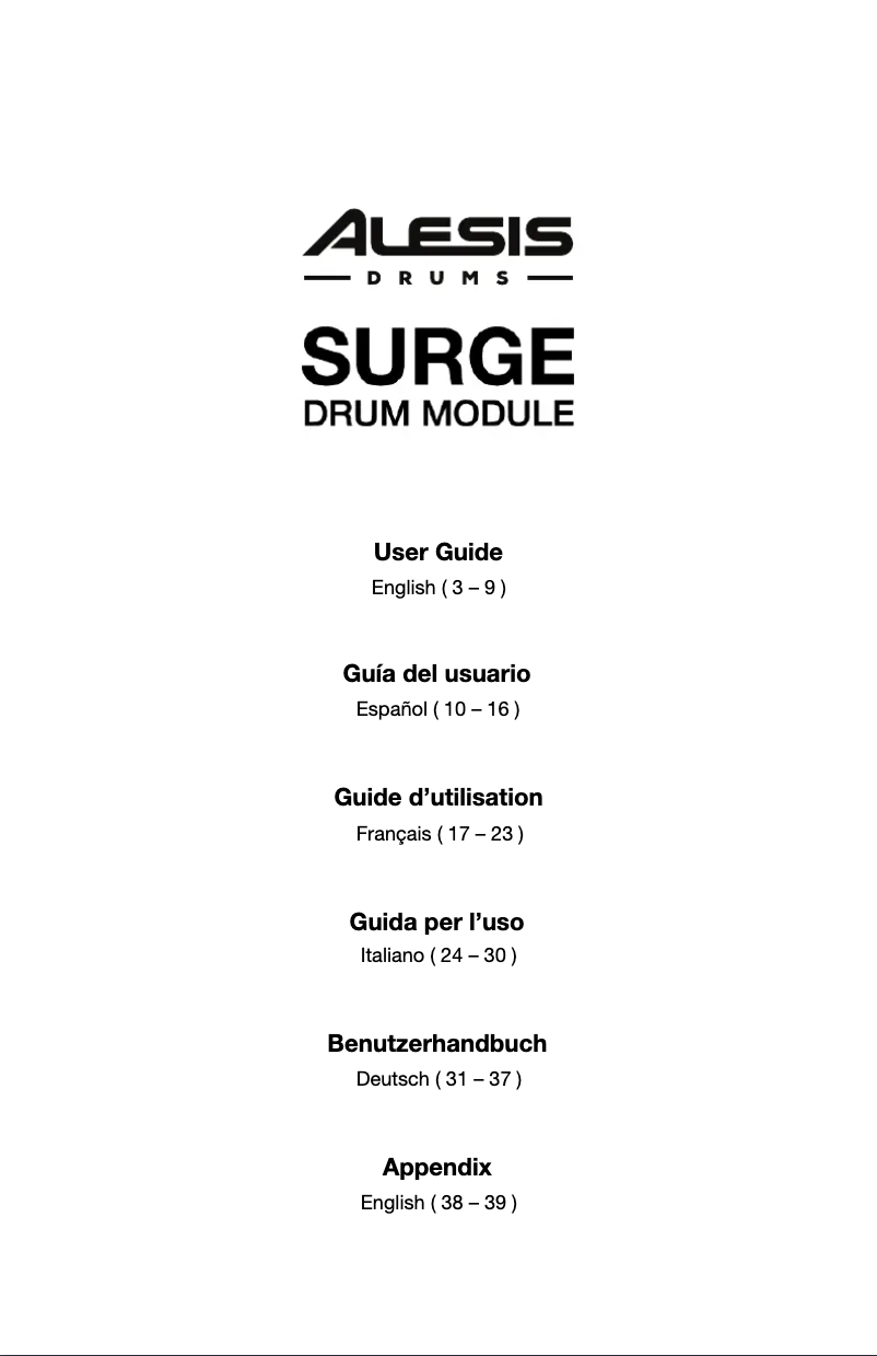 Page n°1 - Instructions / montage Alesis Surge Mesh Kit