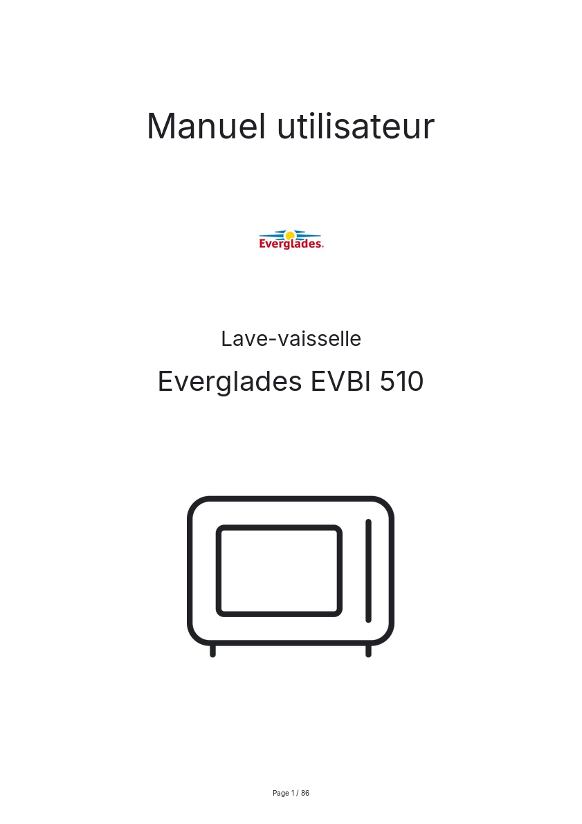 Page n°1 - Manuel utilisateur Everglades EVBI 510