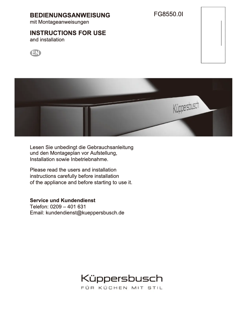 Page n°1 - Manuel utilisateur Küppersbusch FG8550.0I