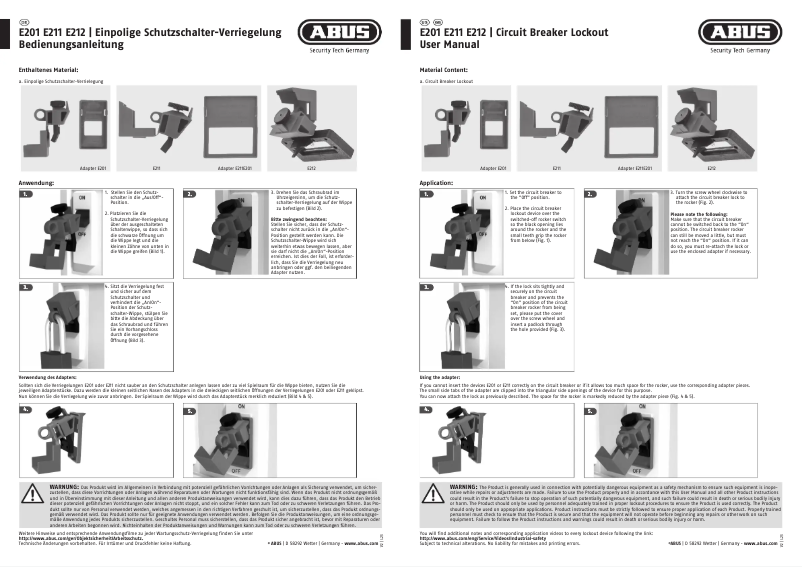 Page 1 de la notice Manuel utilisateur Abus E201