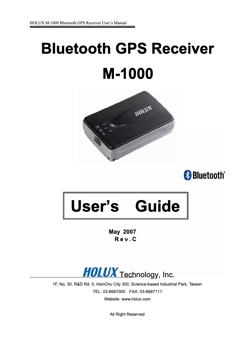 Page n°1 - Manuel utilisateur Holux M-1000