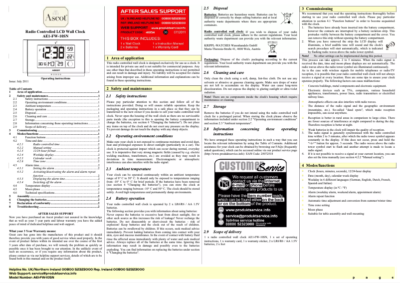 Página 1 del manual Manual de usuario Ascot AE1-FW-10SN