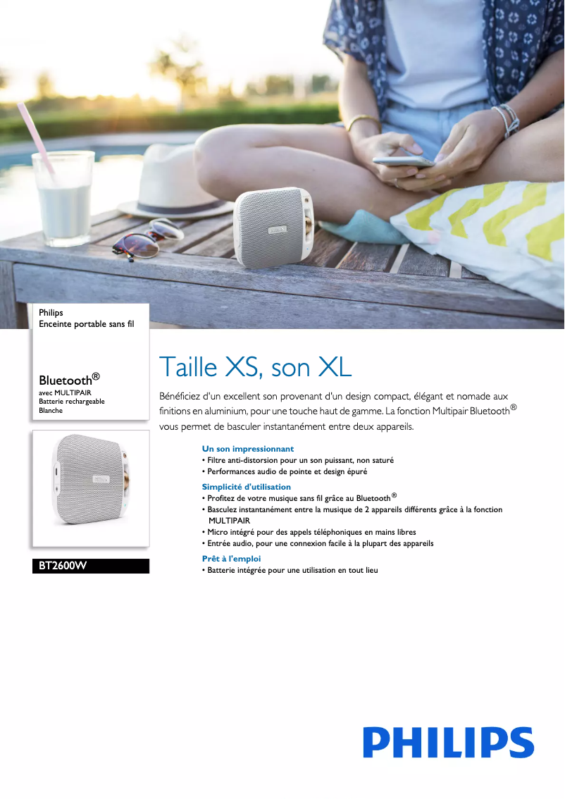 Page 1 de la notice Fiche technique Philips BT2600W