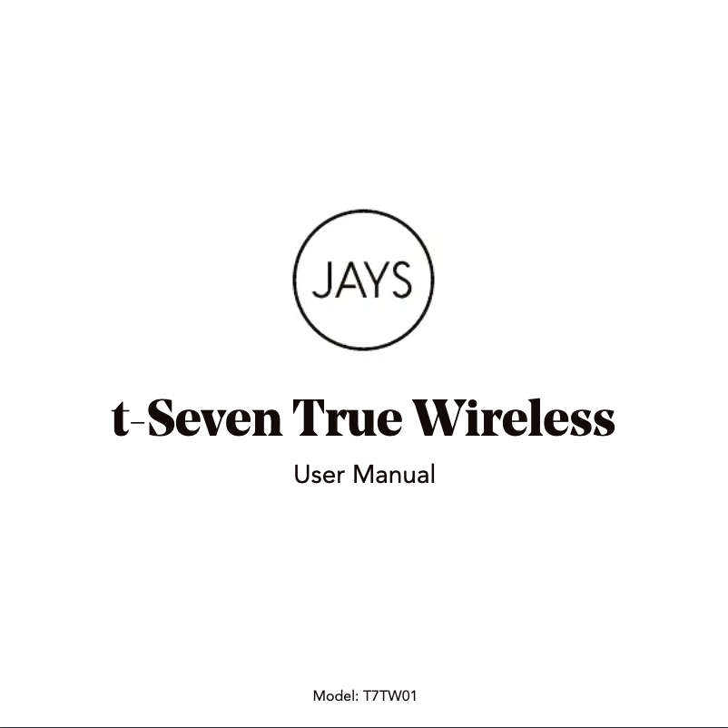 Page n°1 - Manuel utilisateur JAYS t-Seven