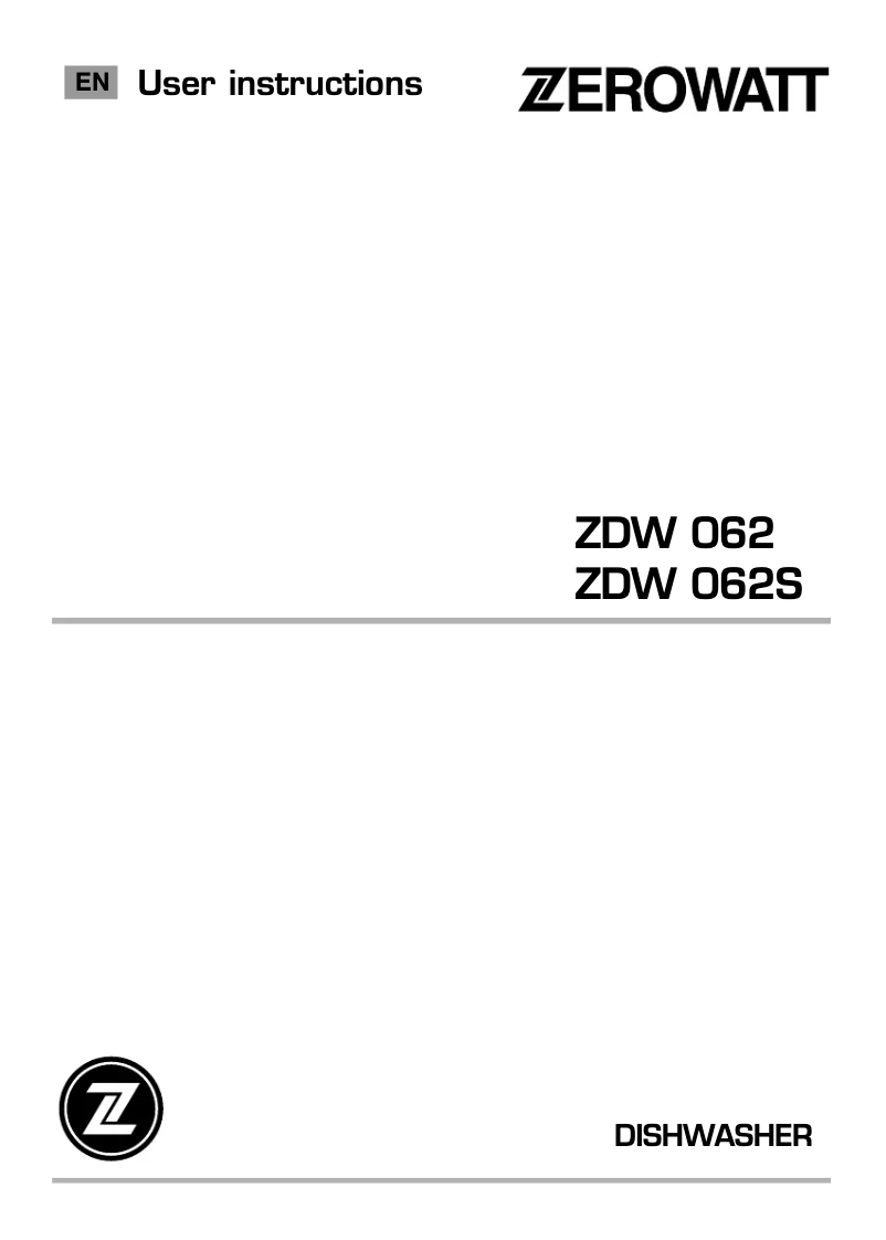 Image de la première page du manuel de l'appareil ZDW 062S