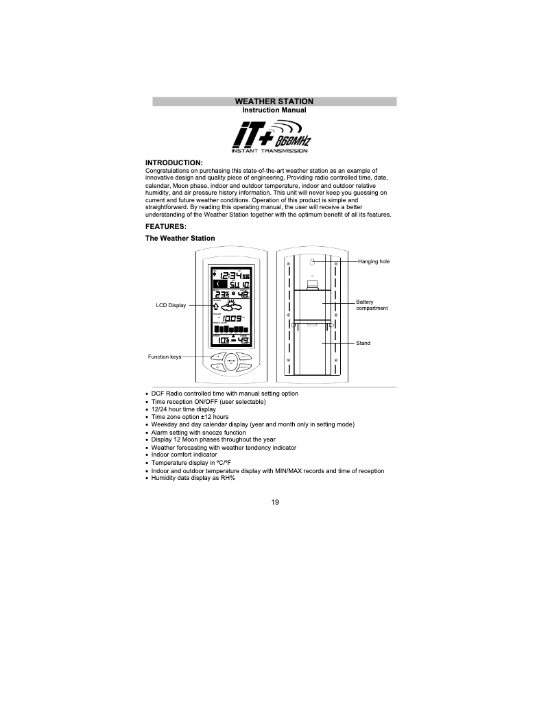 Page 1 de la notice Manuel utilisateur Techno Line WS 9032